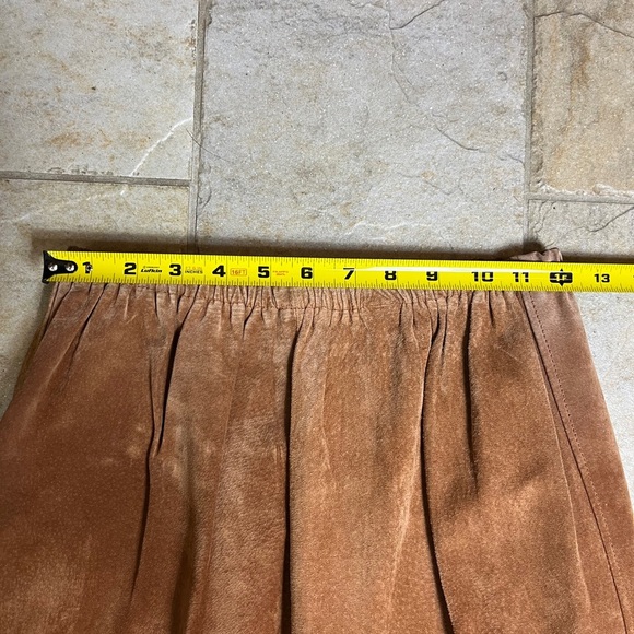 Vintage Camel Brown Suede Chic Maxi Skirt Elastic Waist Boho Casual Hippie S / M - Picture 5 of 13